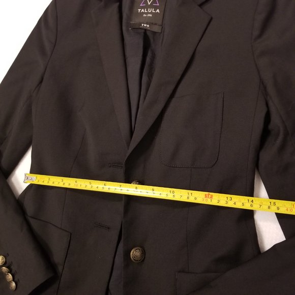 Talula Artizia Blazer Black Wool Jacket with Gold Buttons Cinched Waist US 2 - Picture 11 of 11